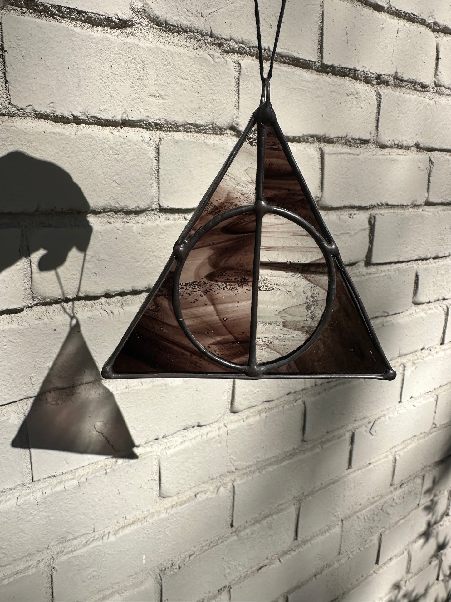 Stained Glass Deathy Hallows Wispy Black Suncatcher Window Decoration Glass Art Gift Potter Housewarming
