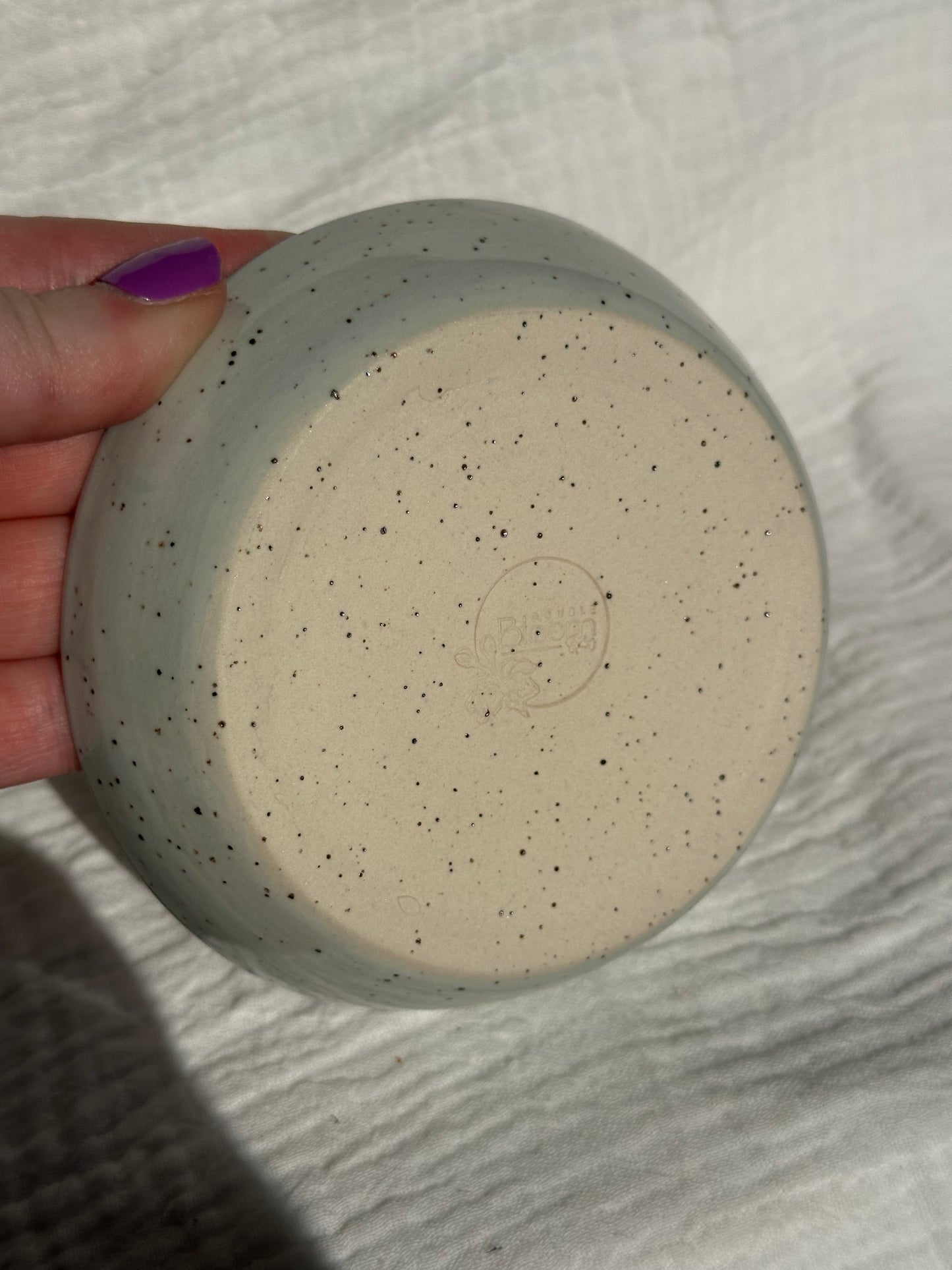 Ceramic Stoneware Blue Speckled Garlic Grater Serving Pottery