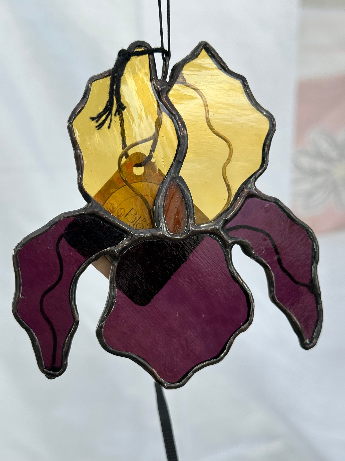 Stained Glass Bicolor Iris Suncatcher Window Decoration Glass Art Plant Lover Gift