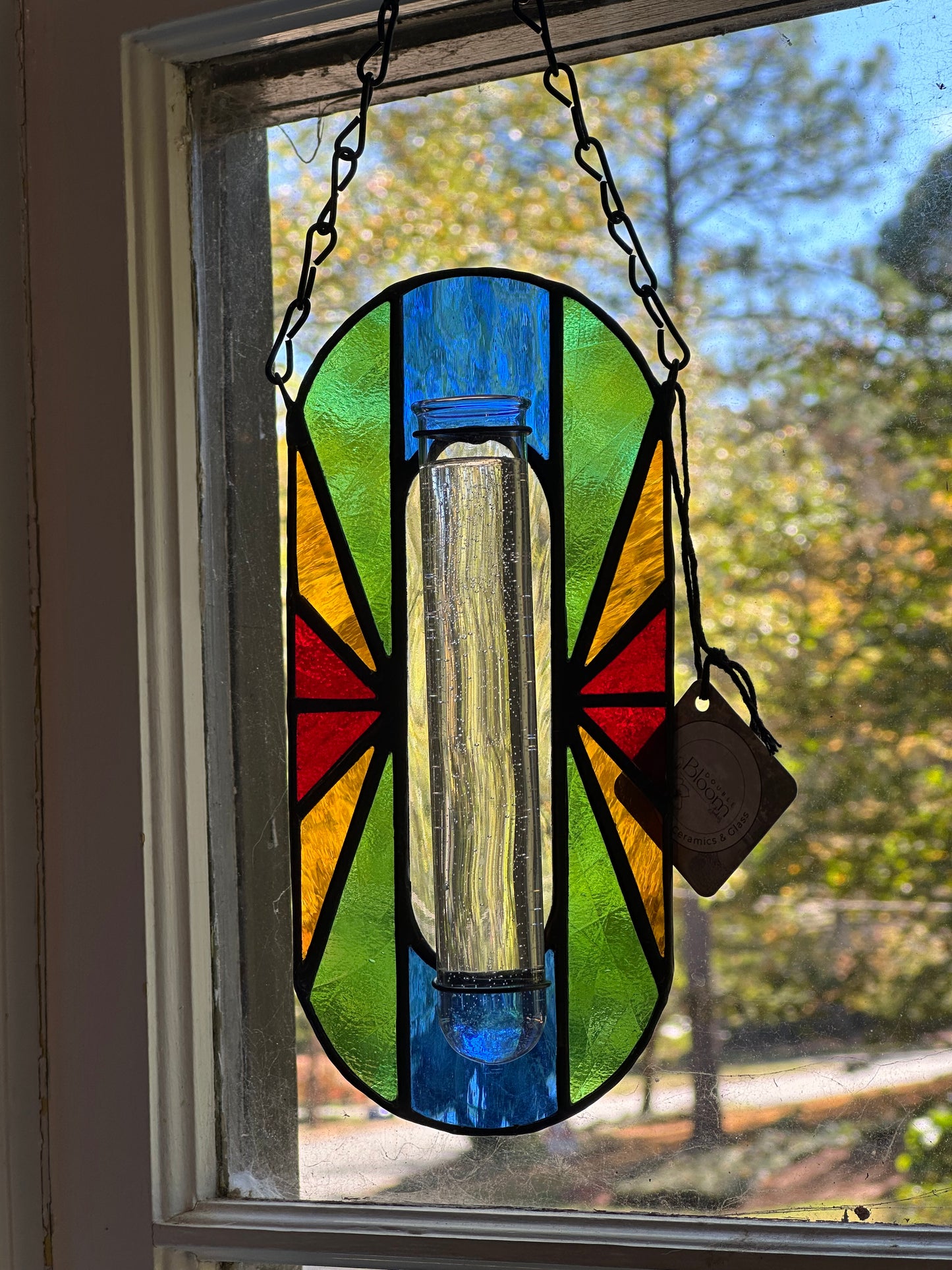 Handmade Stained Glass Plant Propagation Station Suncatcher Sun Catcher Art Deco Style Window Hanging