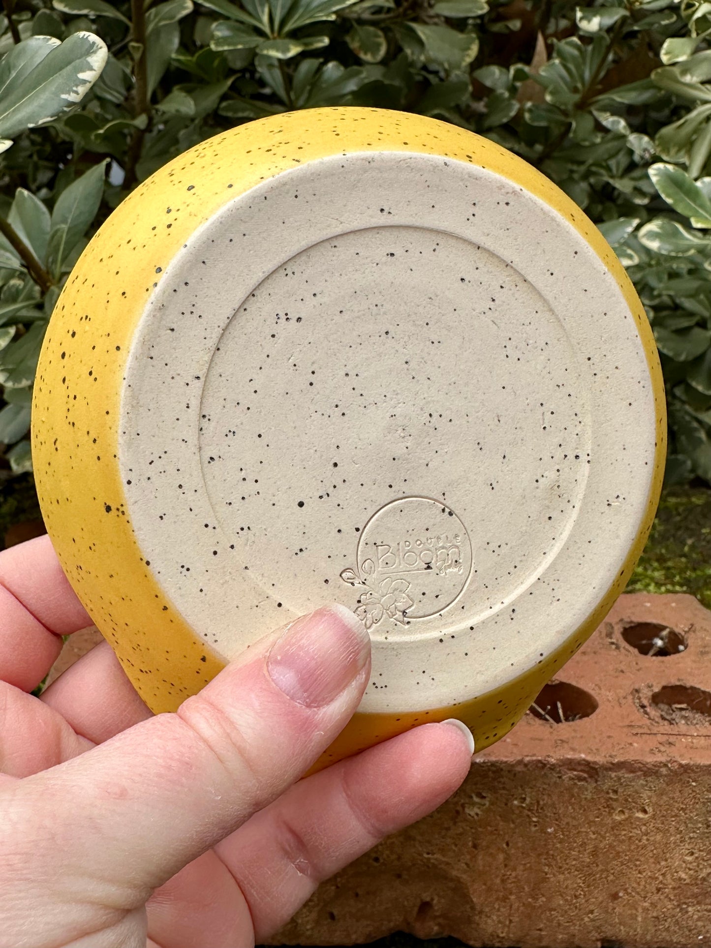 Ceramic Stoneware Yellow Beach Theme On Speckled Clay Spoon Rest Serving Pottery