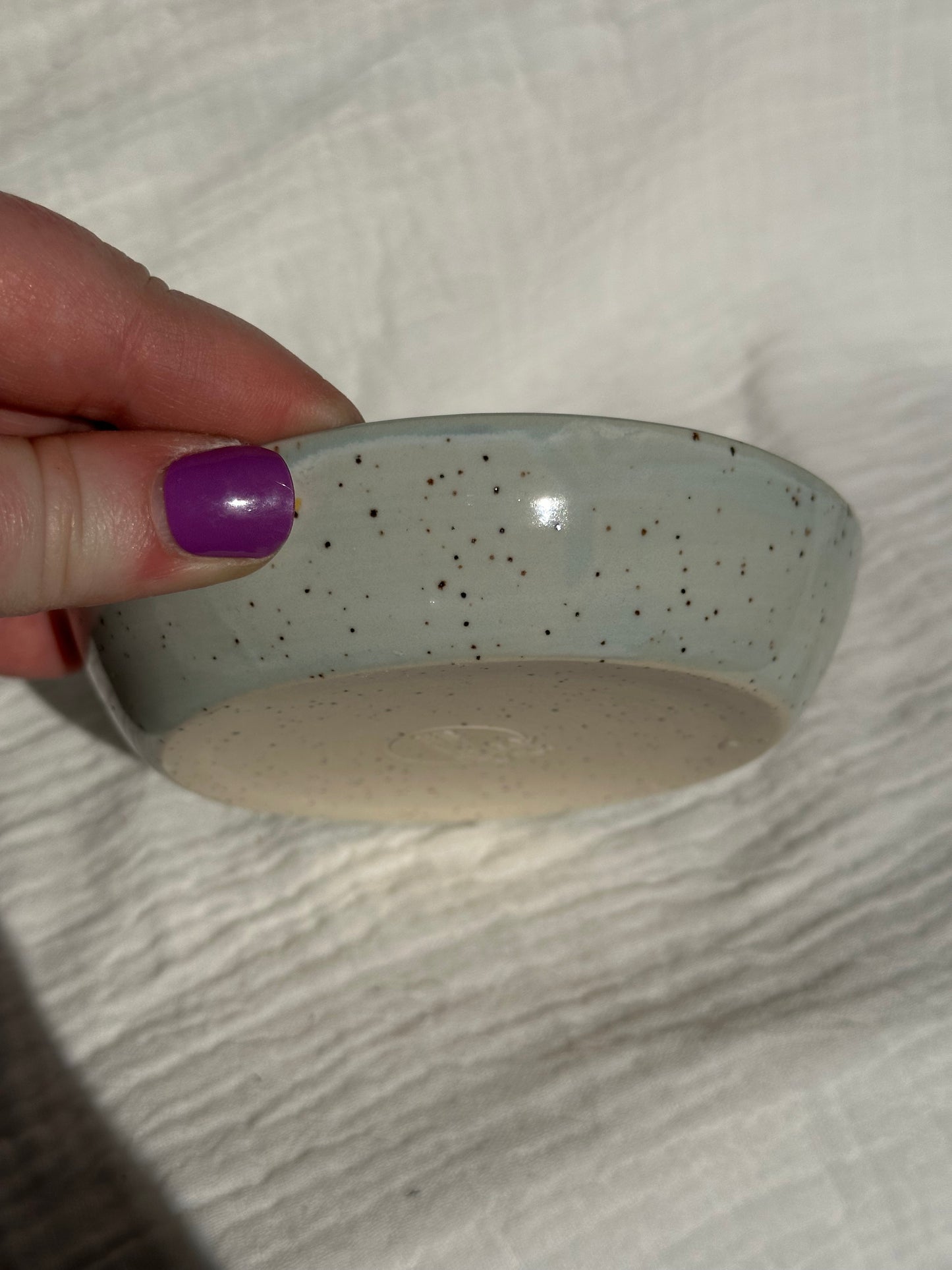 Ceramic Stoneware Blue Speckled Garlic Grater Serving Pottery