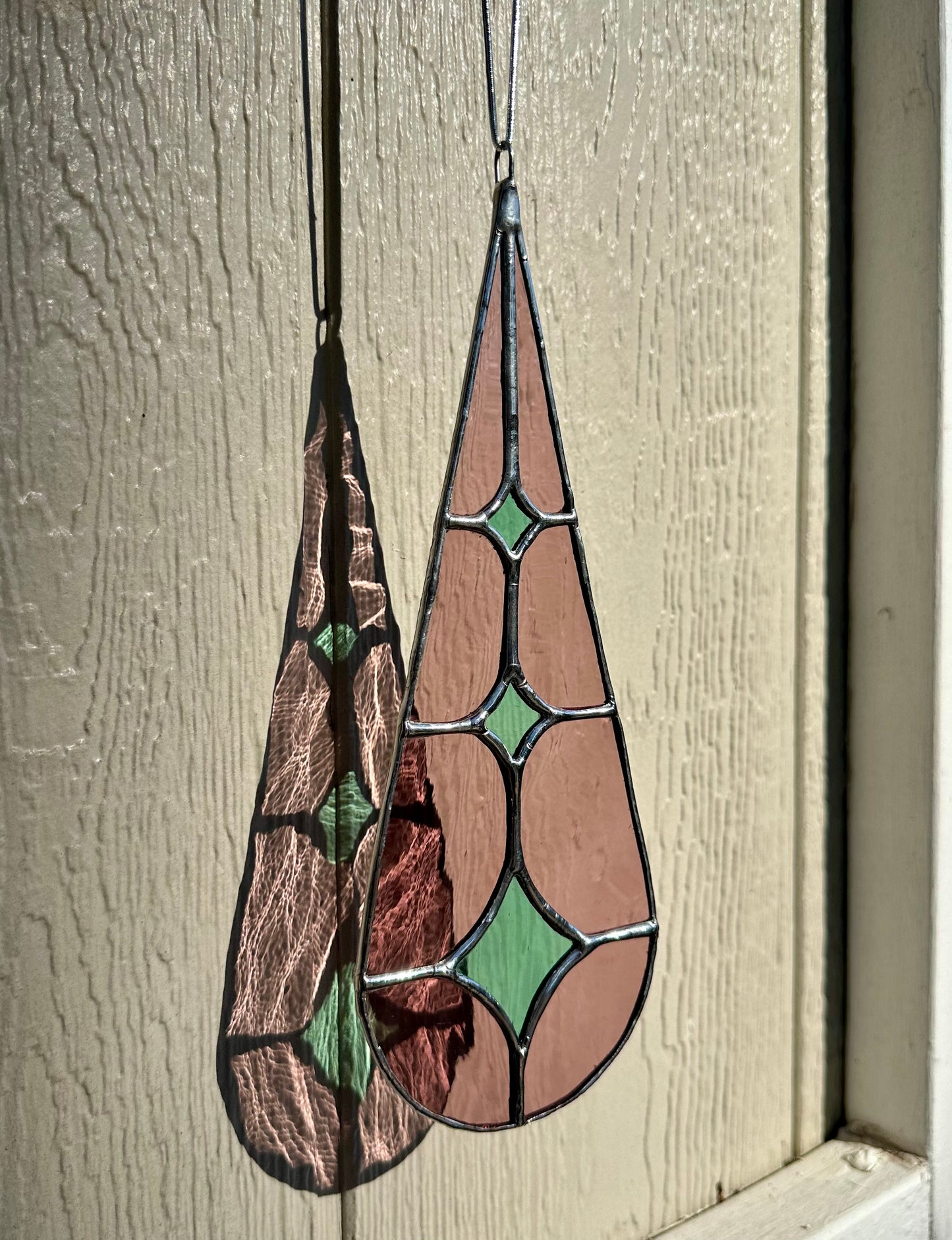Handmade Stained Glass Purple Teal Green Blue Geometric Water Drop Suncatcher Window Decoration Glass Art Gift Sun Catcher
