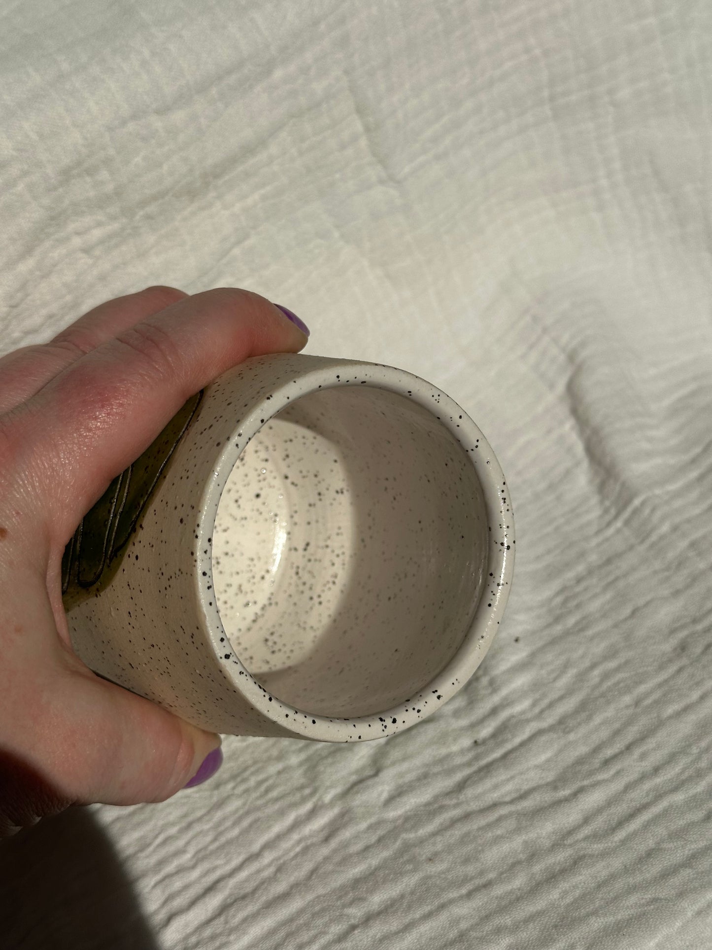Ceramic Stoneware Carved Monstera Leaves Wine Whiskey Cup Botanical Floral Pottery Floral Tumbler
