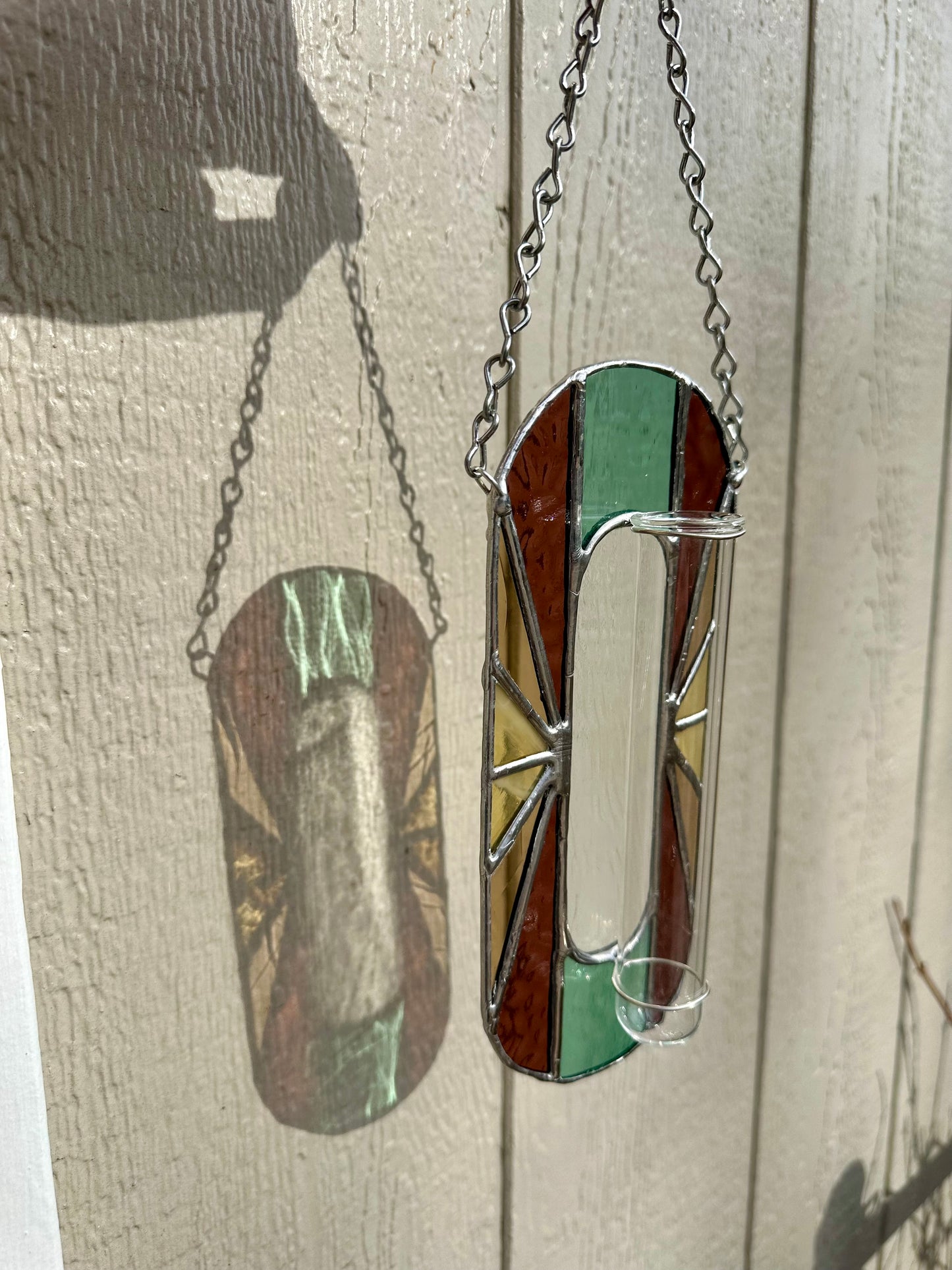 Handmade Stained Glass Plant Propagation Station Suncatcher Sun Catcher Art Deco Style Window Hanging