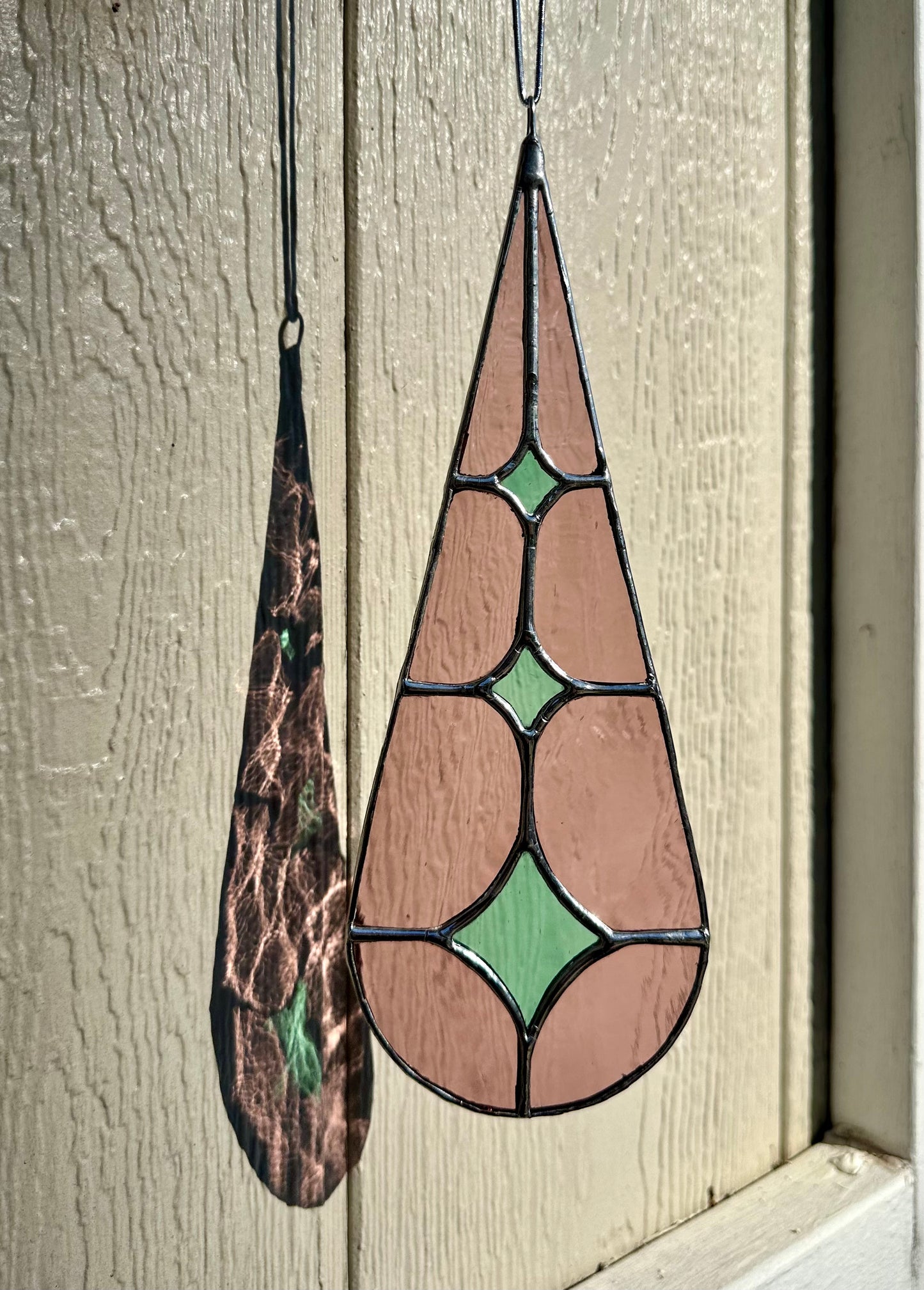 Handmade Stained Glass Purple Teal Green Blue Geometric Water Drop Suncatcher Window Decoration Glass Art Gift Sun Catcher