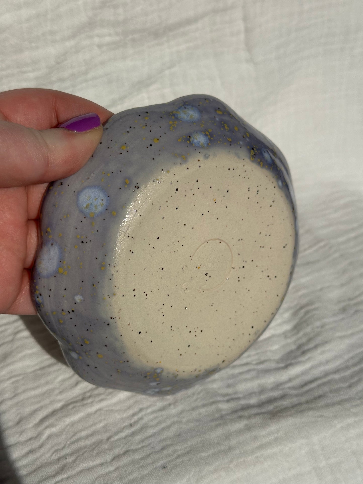 Ceramic Stoneware Purple Blue Speckled Garlic Grater Serving Pottery