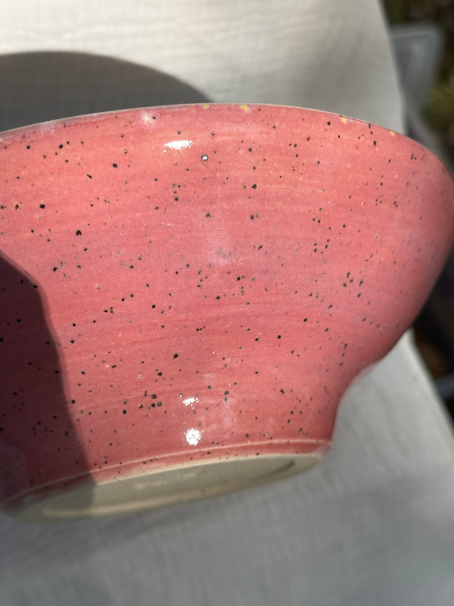 Ceramic Stoneware Large Lavender Speckled Purple Pink Serving Display Bowl Home Decor Pottery
