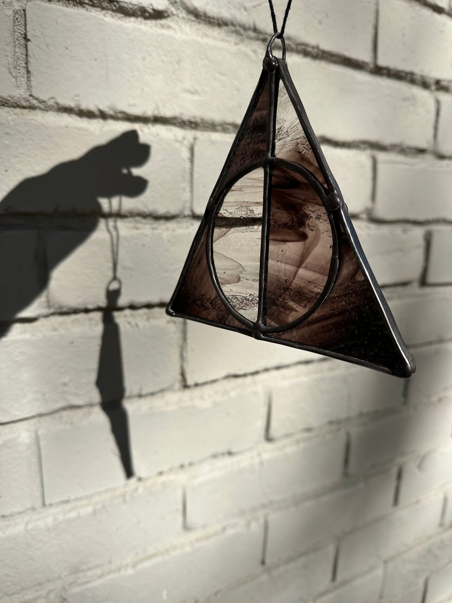 Stained Glass Deathy Hallows Wispy Black Suncatcher Window Decoration Glass Art Gift Potter Housewarming
