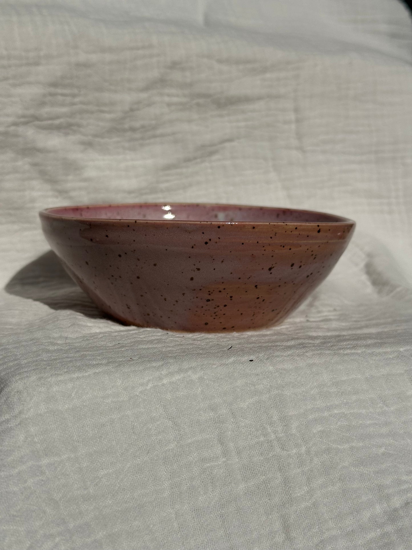 Ceramic Stoneware Pink and White Small Bowl Everyday Serving Pottery