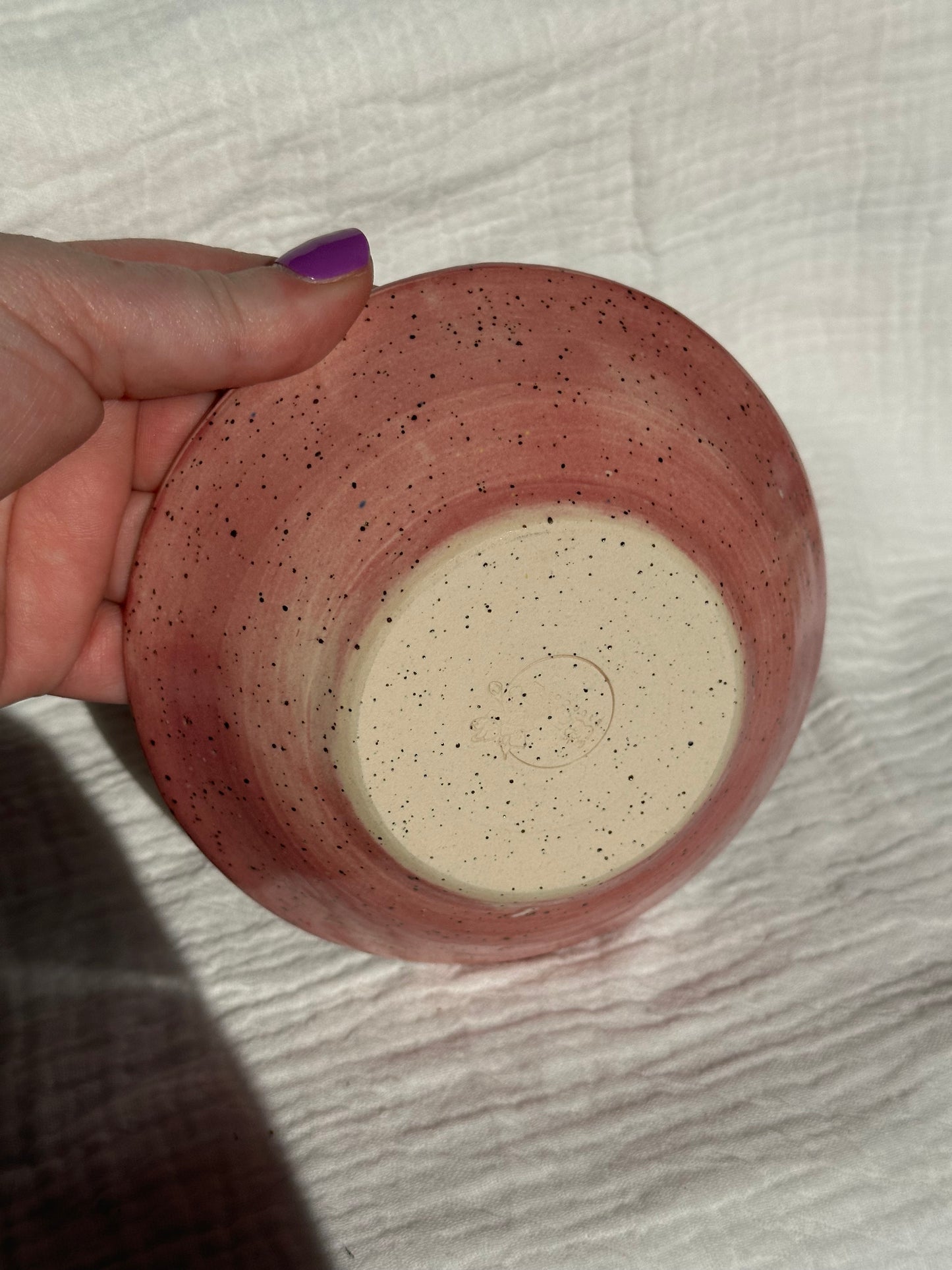 Ceramic Stoneware Purple and White Small Bowl Everyday Serving Pottery