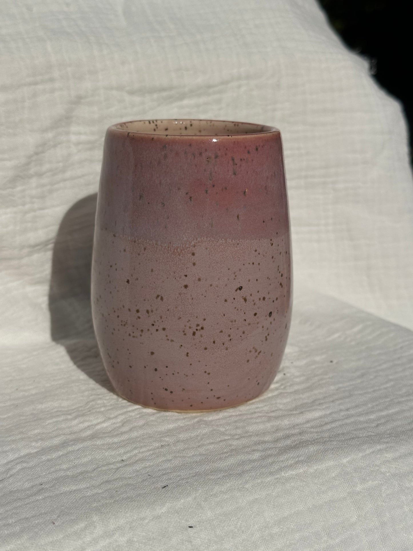 Ceramic Stoneware Pink and Purple Wine Whiskey Cup Botanical Floral Pottery Floral Tumbler