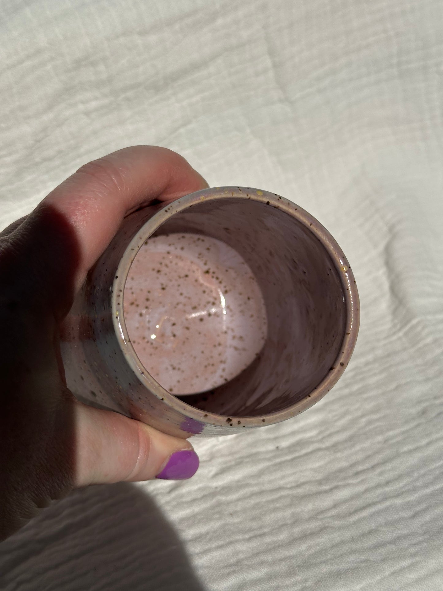 Ceramic Stoneware Purple and Lavender Wine Whiskey Cup Botanical Floral Pottery Floral Tumbler