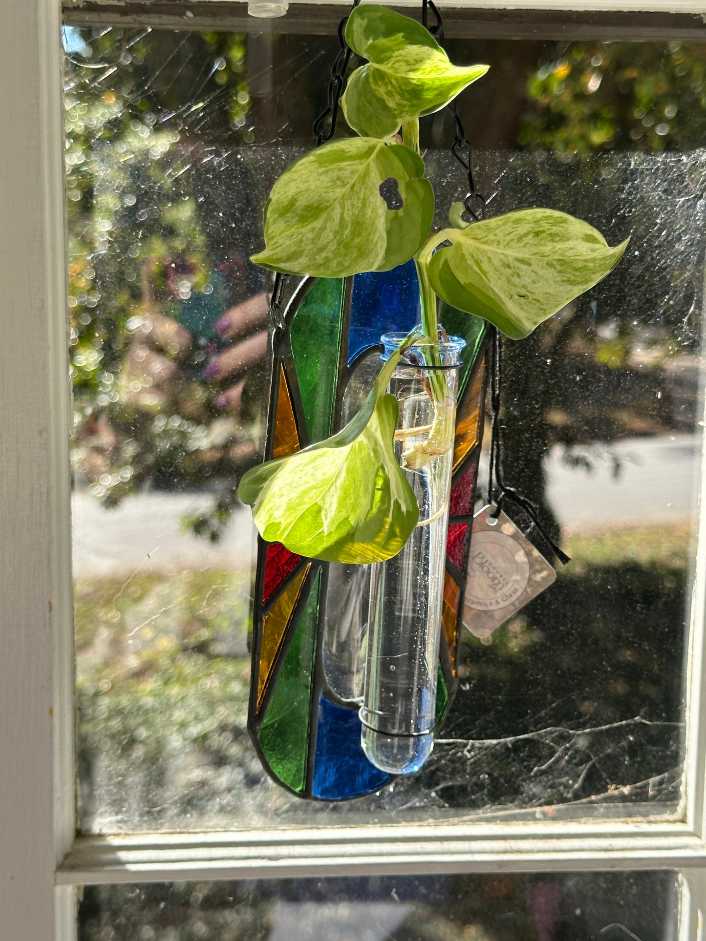 Handmade Stained Glass Plant Propagation Station Suncatcher Sun Catcher Art Deco Style Window Hanging