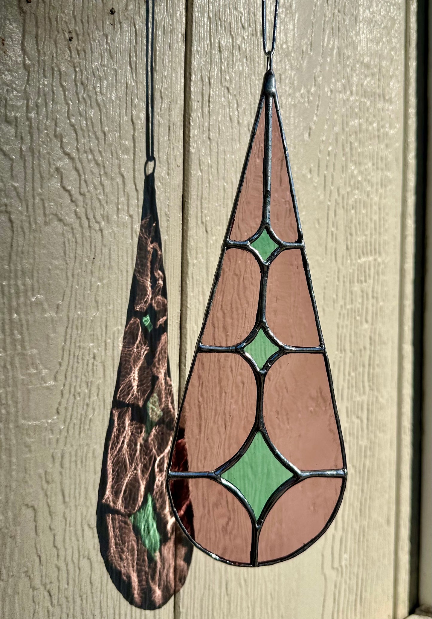 Handmade Stained Glass Purple Teal Green Blue Geometric Water Drop Suncatcher Window Decoration Glass Art Gift Sun Catcher