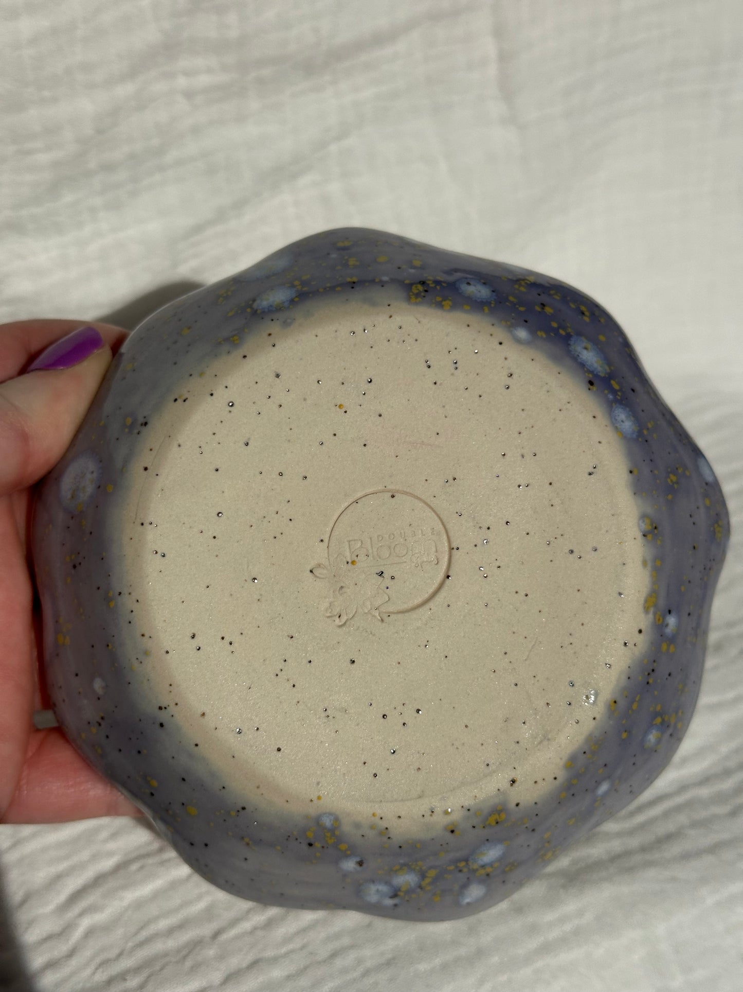 Ceramic Stoneware Purple Blue Speckled Garlic Grater Serving Pottery