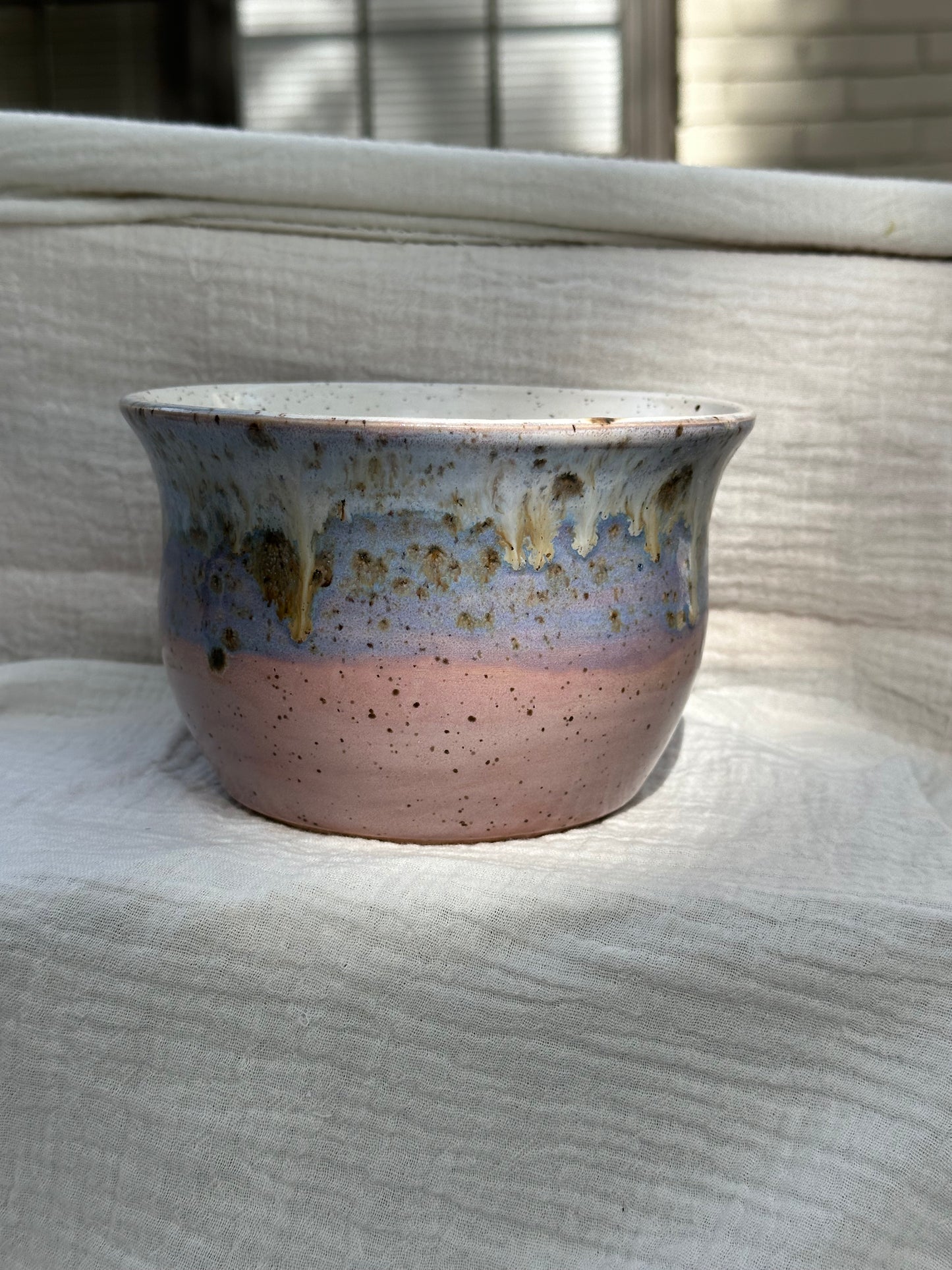 Ceramic Stoneware Lavender Speckled Purple Pink Planter Display Bowl Home Decor Pottery