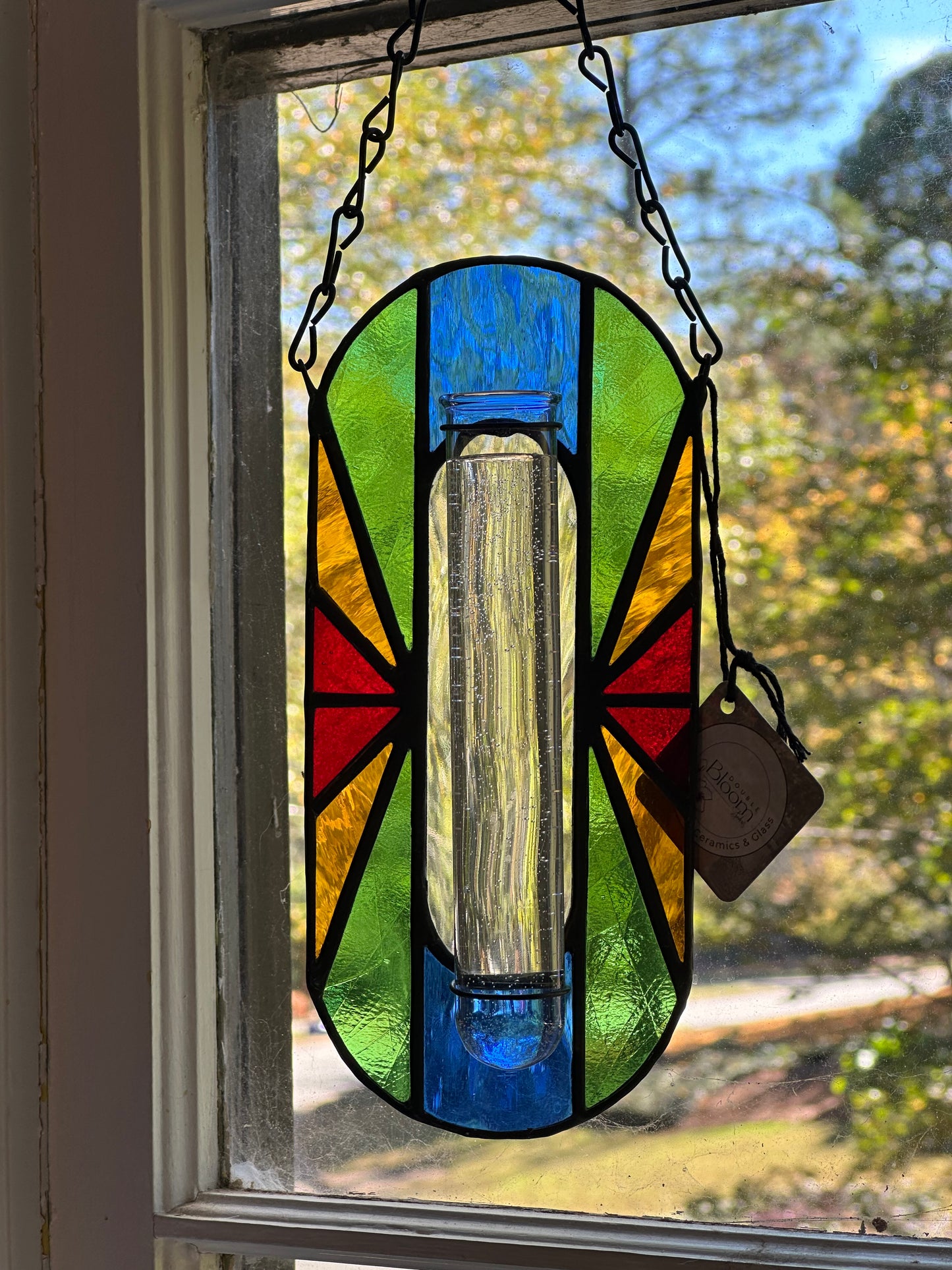 Handmade Stained Glass Plant Propagation Station Suncatcher Sun Catcher Art Deco Style Window Hanging