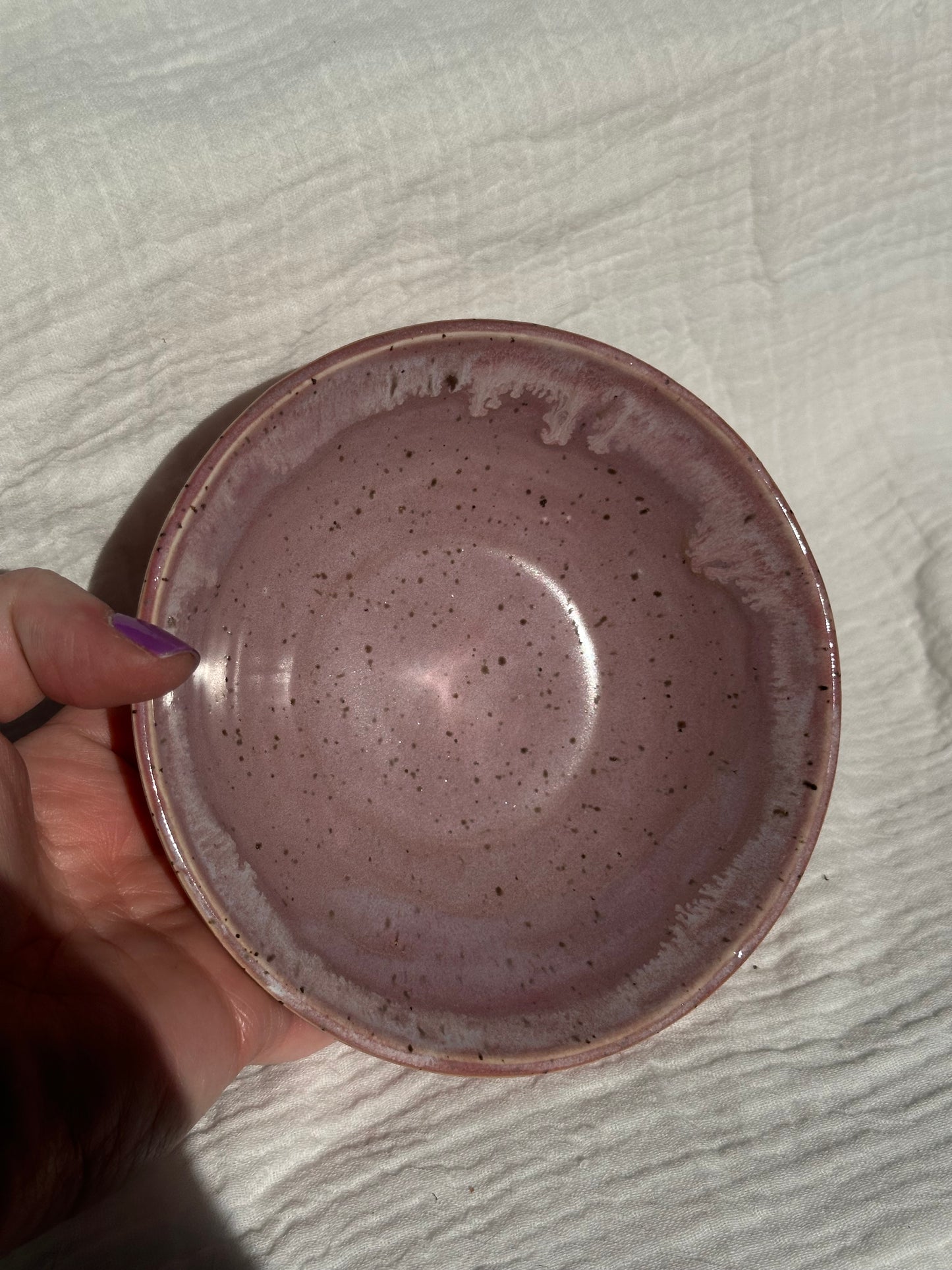 Ceramic Stoneware Purple and White Small Bowl Everyday Serving Pottery