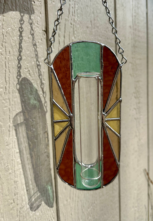 Handmade Stained Glass Plant Propagation Station Suncatcher Sun Catcher Art Deco Style Window Hanging