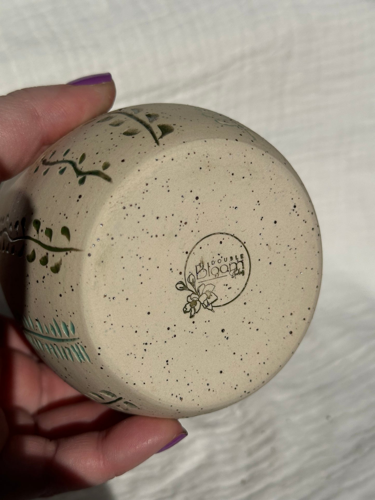 Ceramic Stoneware Carved Flowers Wine Whiskey Cup Botanical Floral Pottery Floral Tumbler