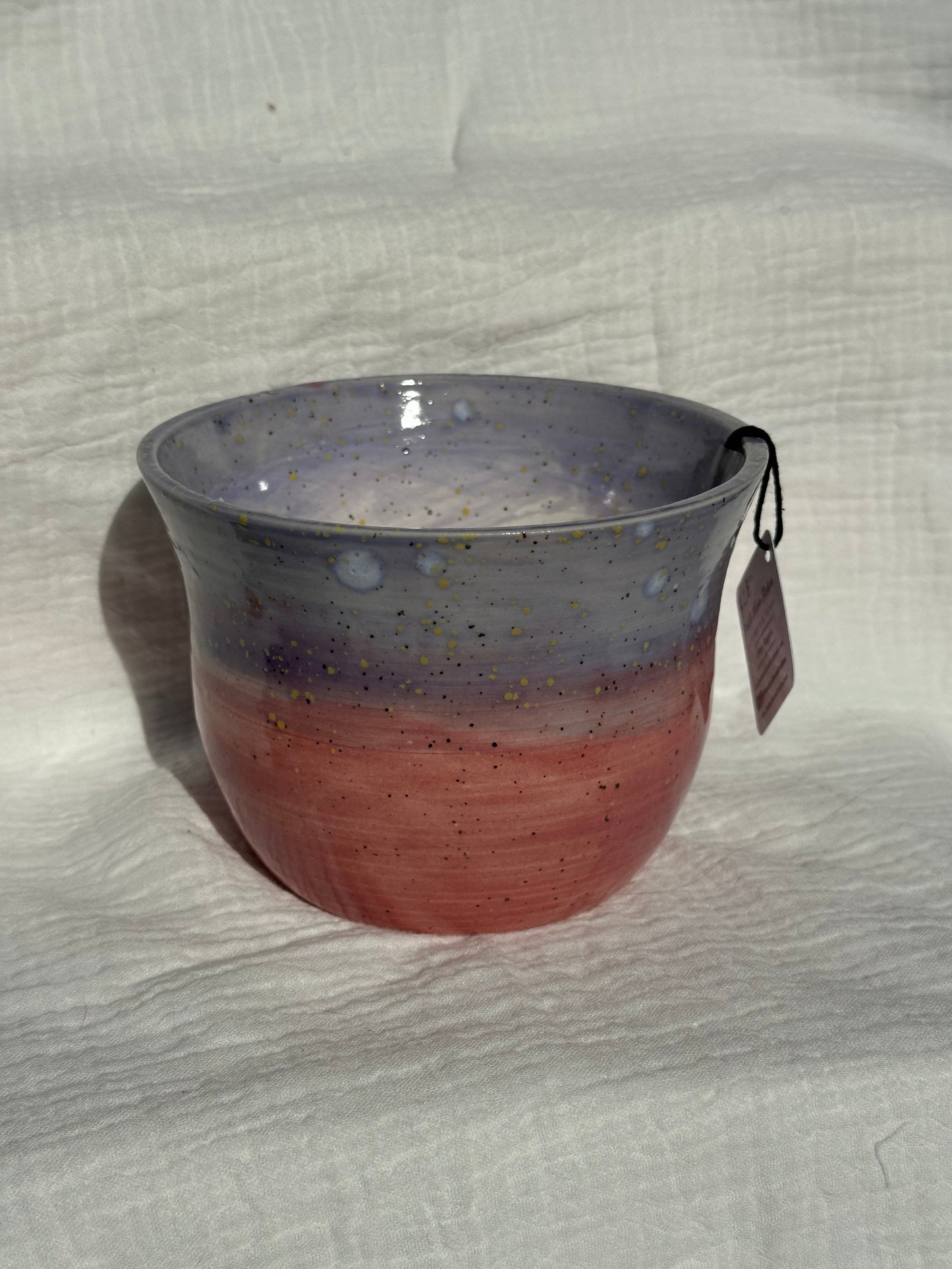 Ceramic Stoneware Lavender Speckled Purple Pink Planter Display Bowl Home Decor Pottery