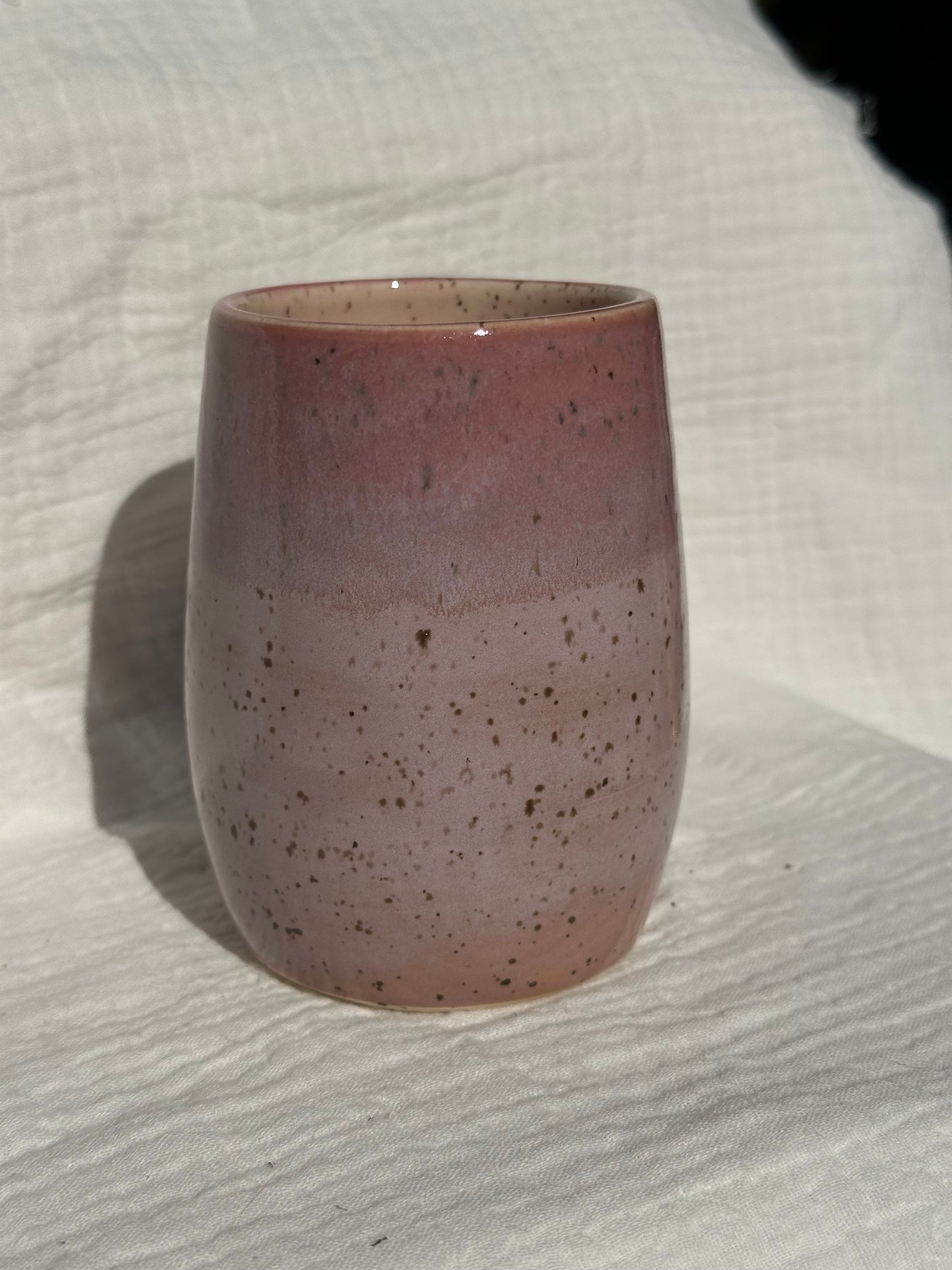 Ceramic Stoneware Pink and Purple Wine Whiskey Cup Botanical Floral Pottery Floral Tumbler