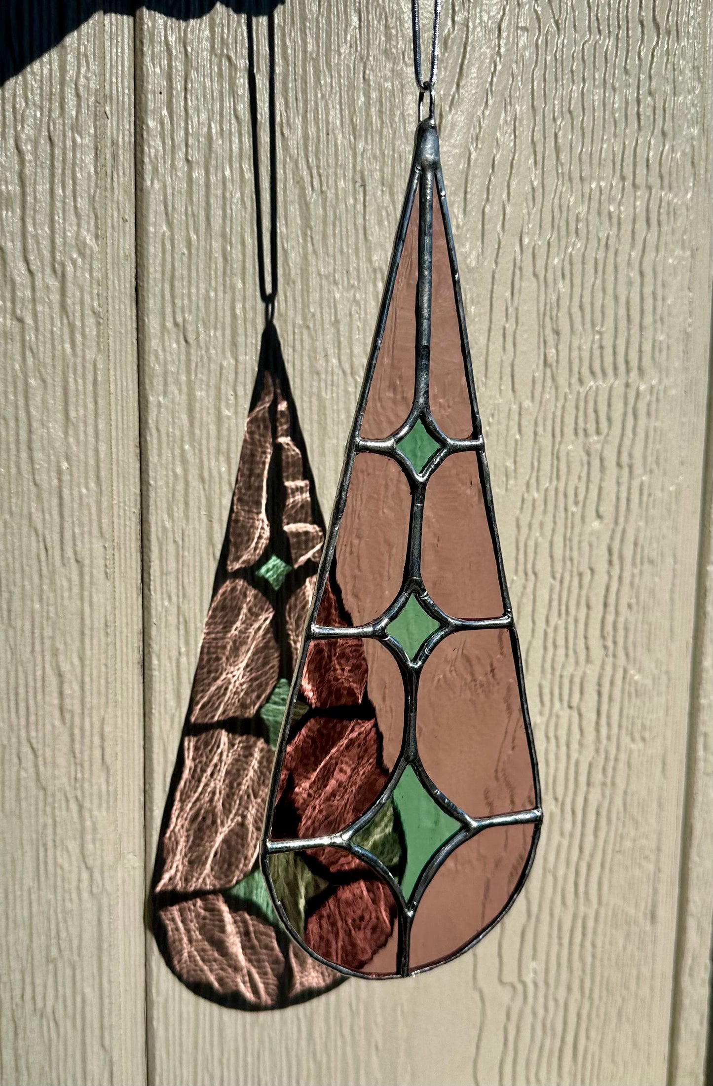Handmade Stained Glass Purple Teal Green Blue Geometric Water Drop Suncatcher Window Decoration Glass Art Gift Sun Catcher