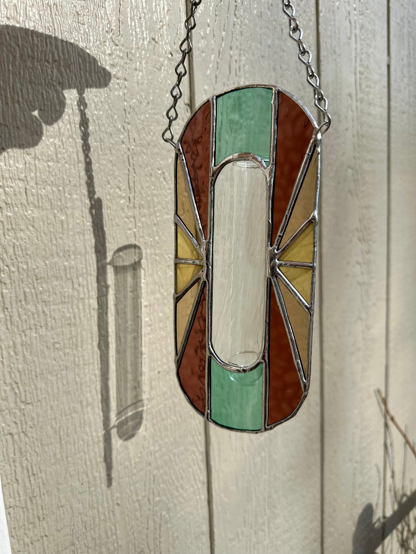 Handmade Stained Glass Plant Propagation Station Suncatcher Sun Catcher Art Deco Style Window Hanging