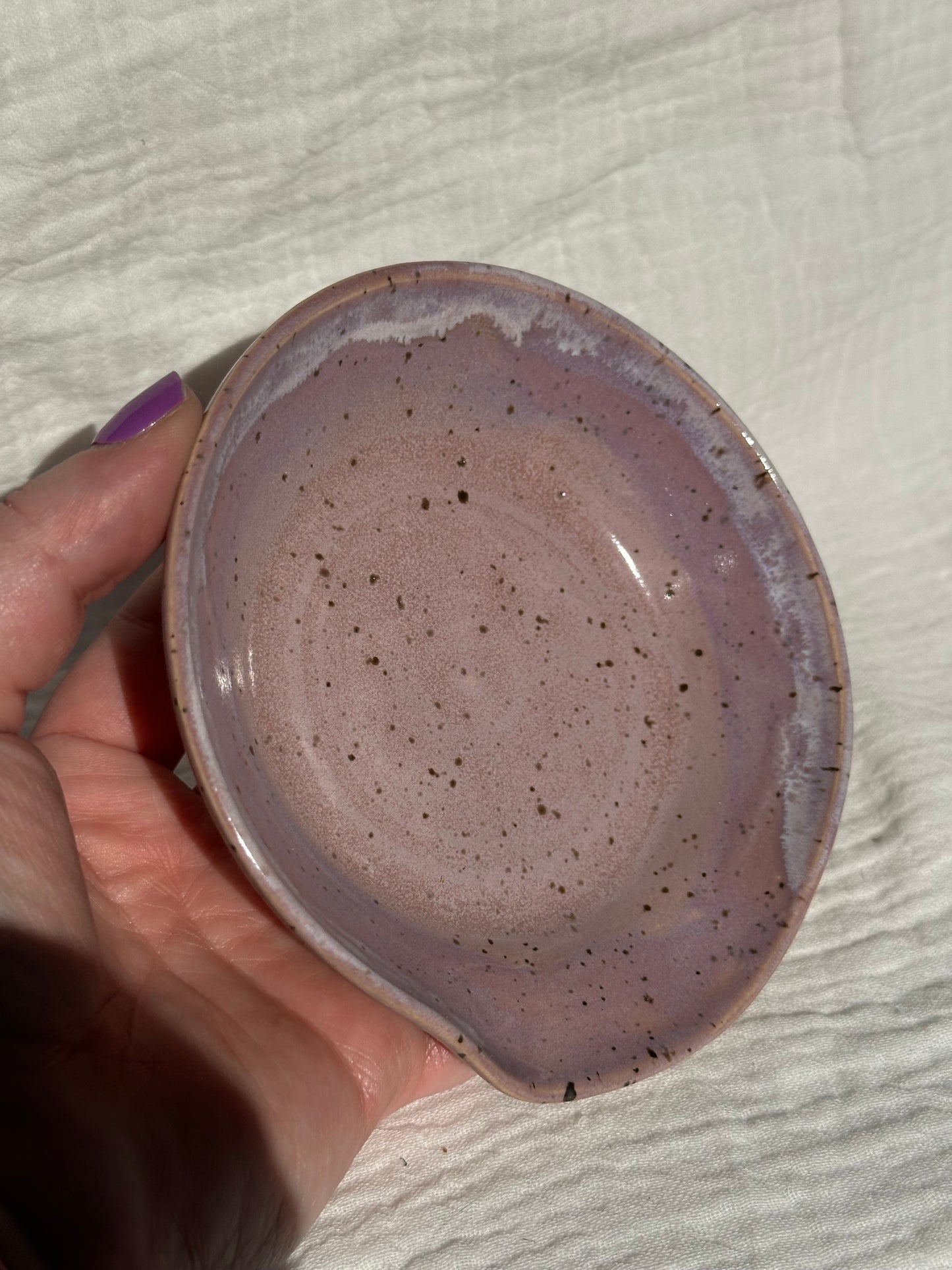 Ceramic Stoneware Purple Lavender Spoon Rest Serving Pottery