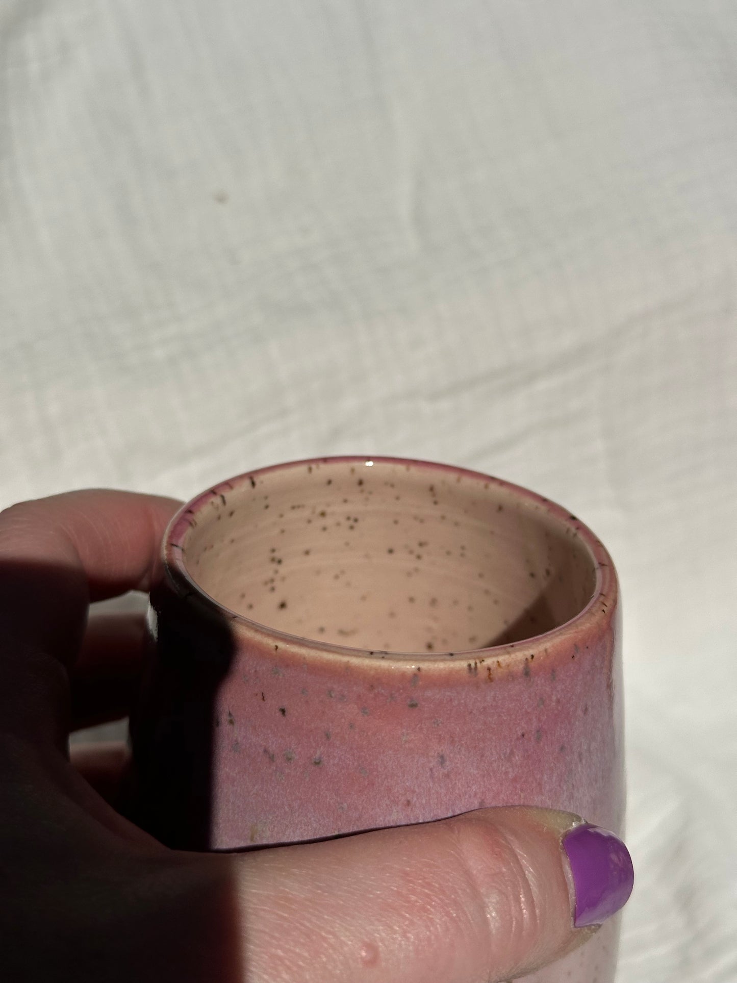 Ceramic Stoneware Pink and Purple Wine Whiskey Cup Botanical Floral Pottery Floral Tumbler