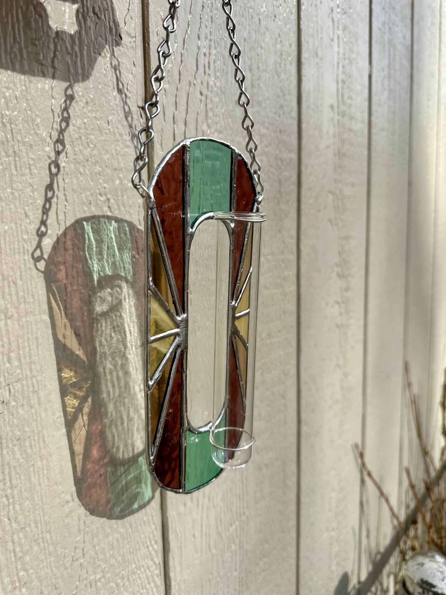 Handmade Stained Glass Plant Propagation Station Suncatcher Sun Catcher Art Deco Style Window Hanging