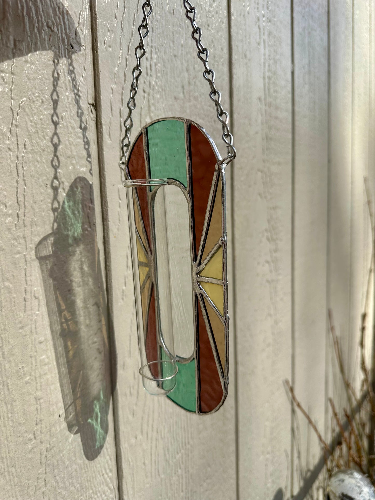 Handmade Stained Glass Plant Propagation Station Suncatcher Sun Catcher Art Deco Style Window Hanging