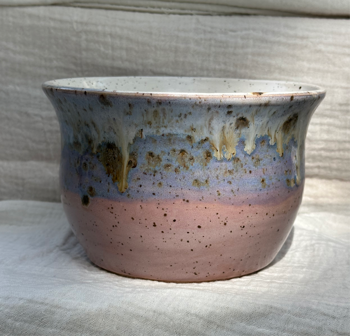 Ceramic Stoneware Lavender Speckled Purple Pink Planter Display Bowl Home Decor Pottery