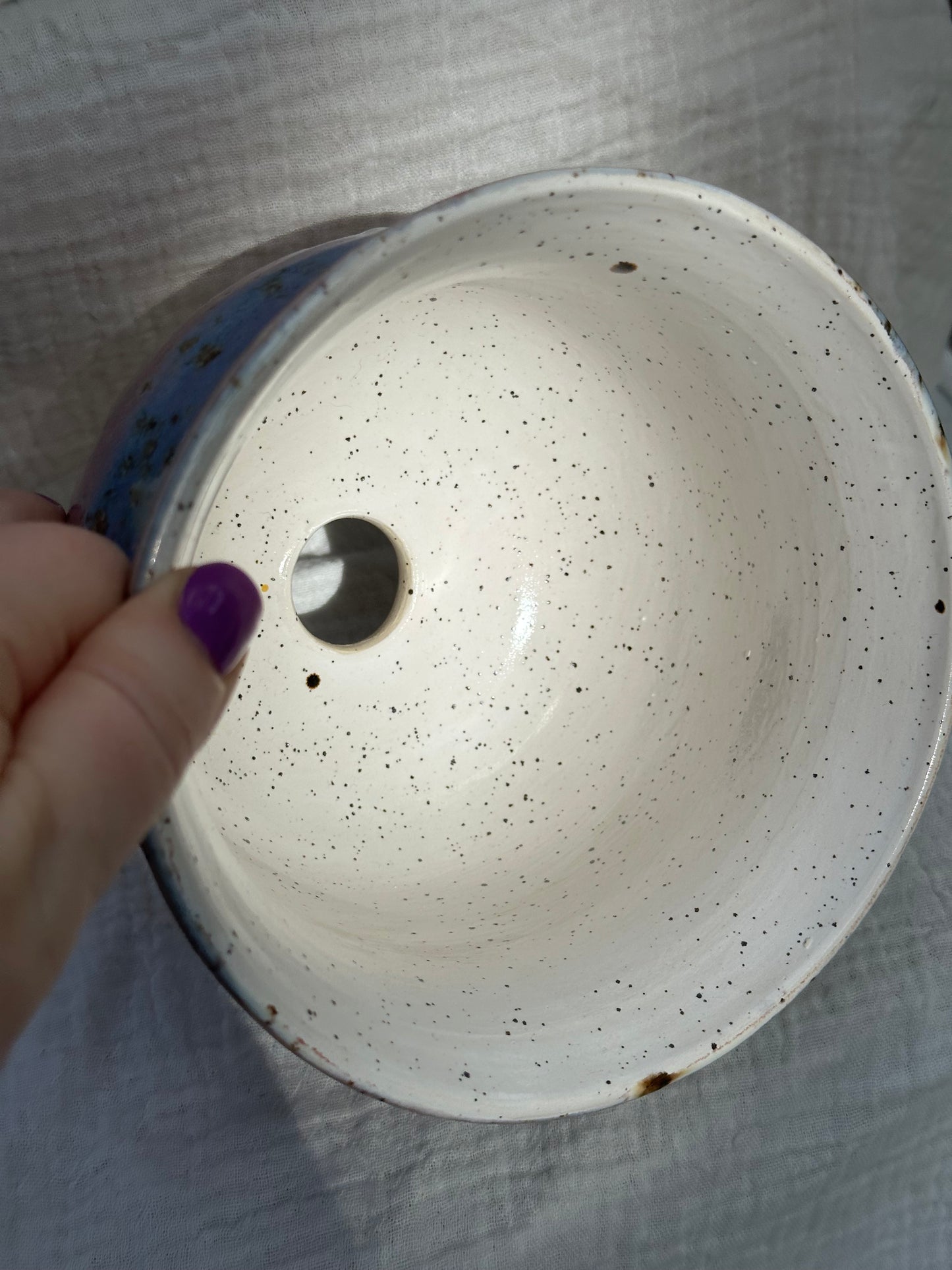 Ceramic Stoneware Lavender Speckled Purple Pink Planter Display Bowl Home Decor Pottery