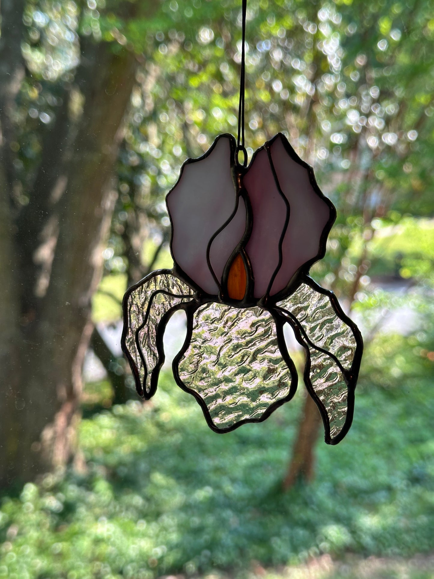 Pre Order Custom Stained Glass Bicolor Iris Suncatcher Window Decoration Glass Art Plant Lover Gift