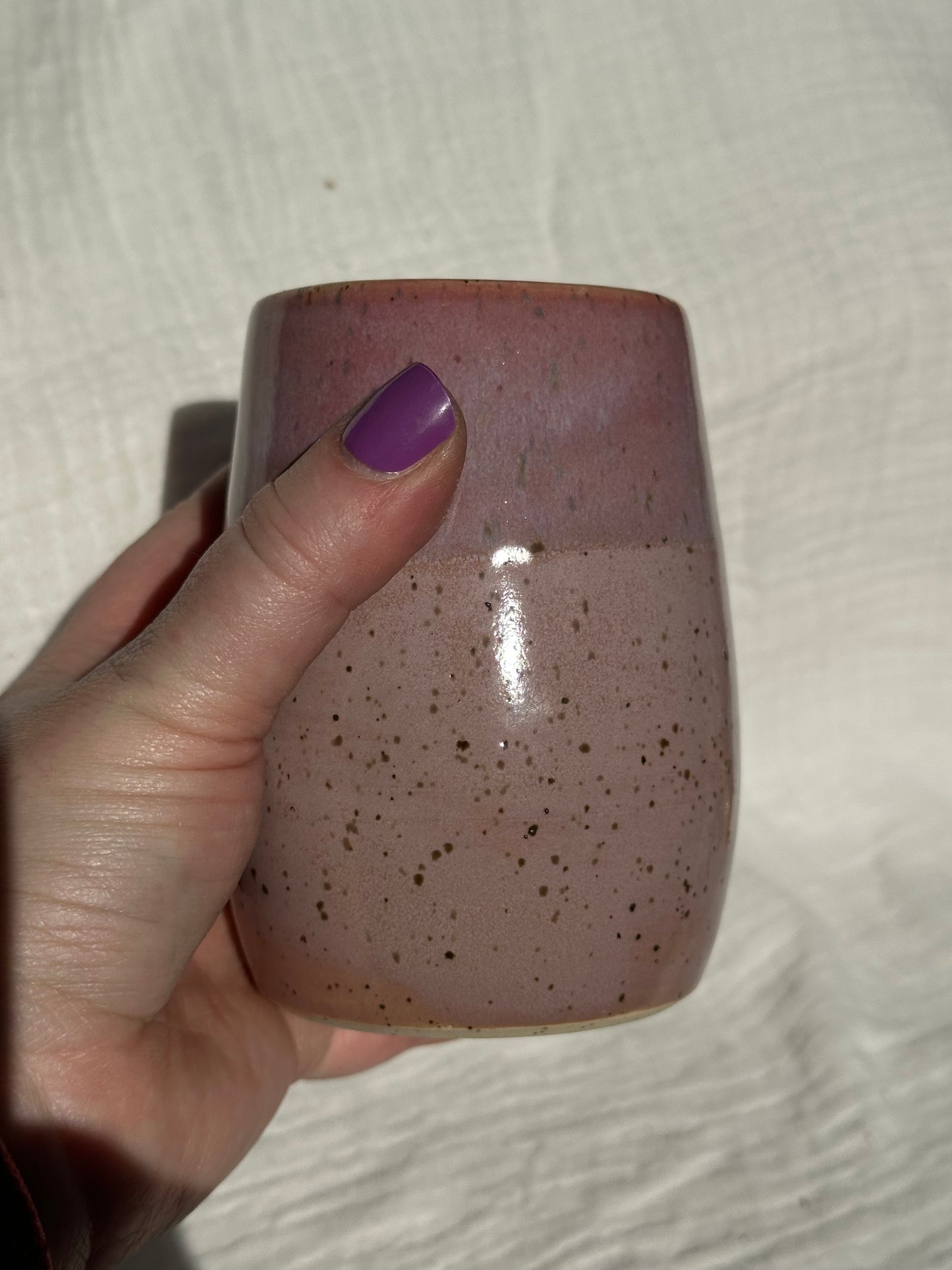 Ceramic Stoneware Pink and Purple Wine Whiskey Cup Botanical Floral Pottery Floral Tumbler