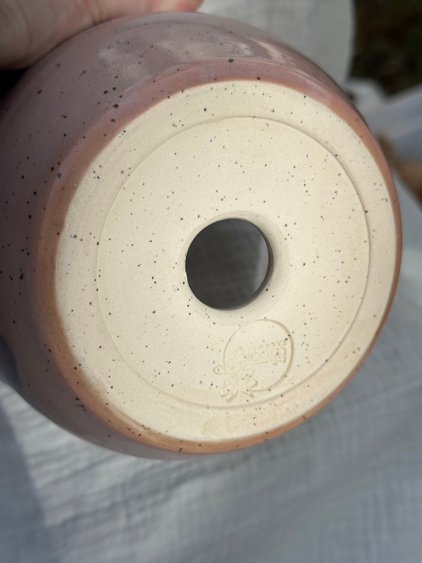 Ceramic Stoneware Lavender Speckled Purple Pink Planter Display Bowl Home Decor Pottery