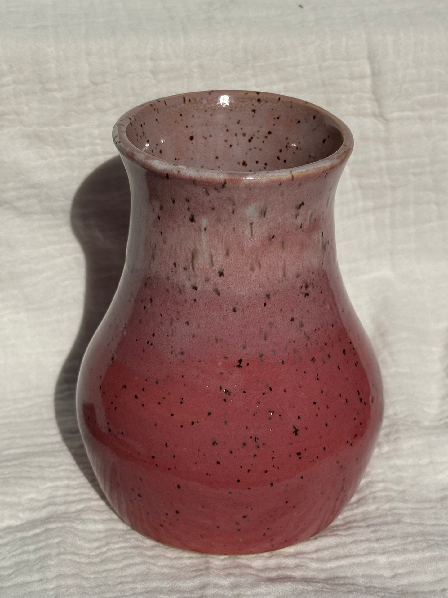 Ceramic Stoneware Pink and White Speckled Utensil Holder Vase Pottery Floral