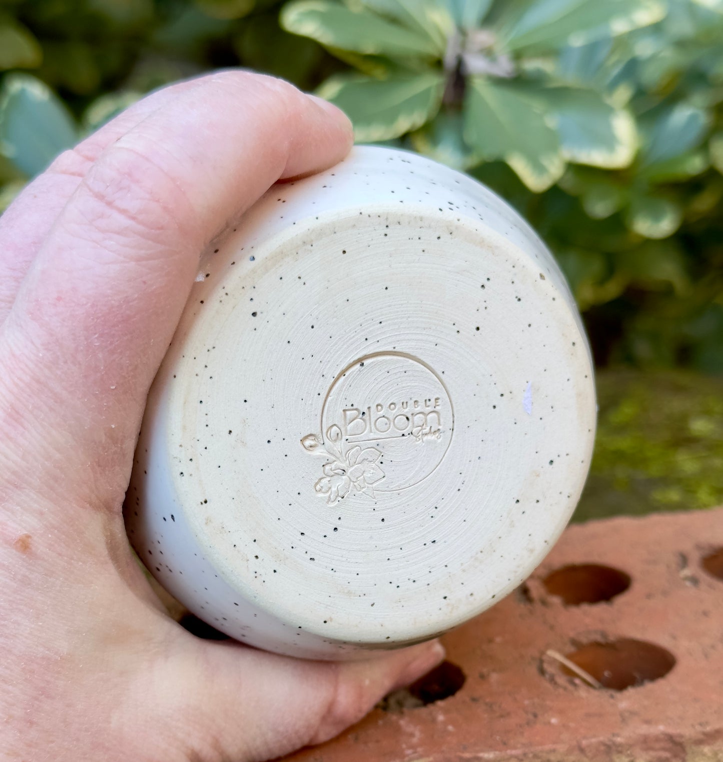 Ceramic Stoneware White and Blue Cup Tumbler Pottery