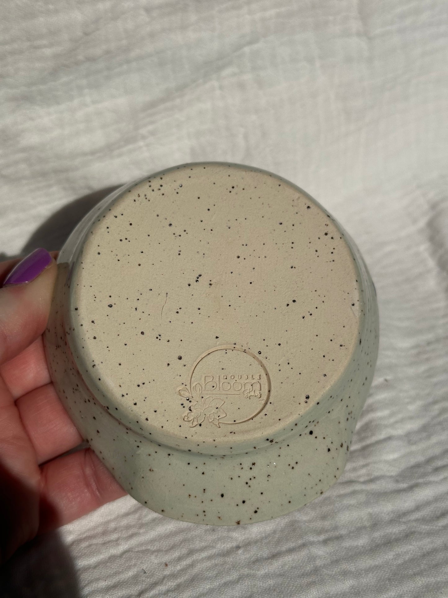 Ceramic Stoneware Purple Lavender Blue Speckled Spoon Rest Serving Pottery