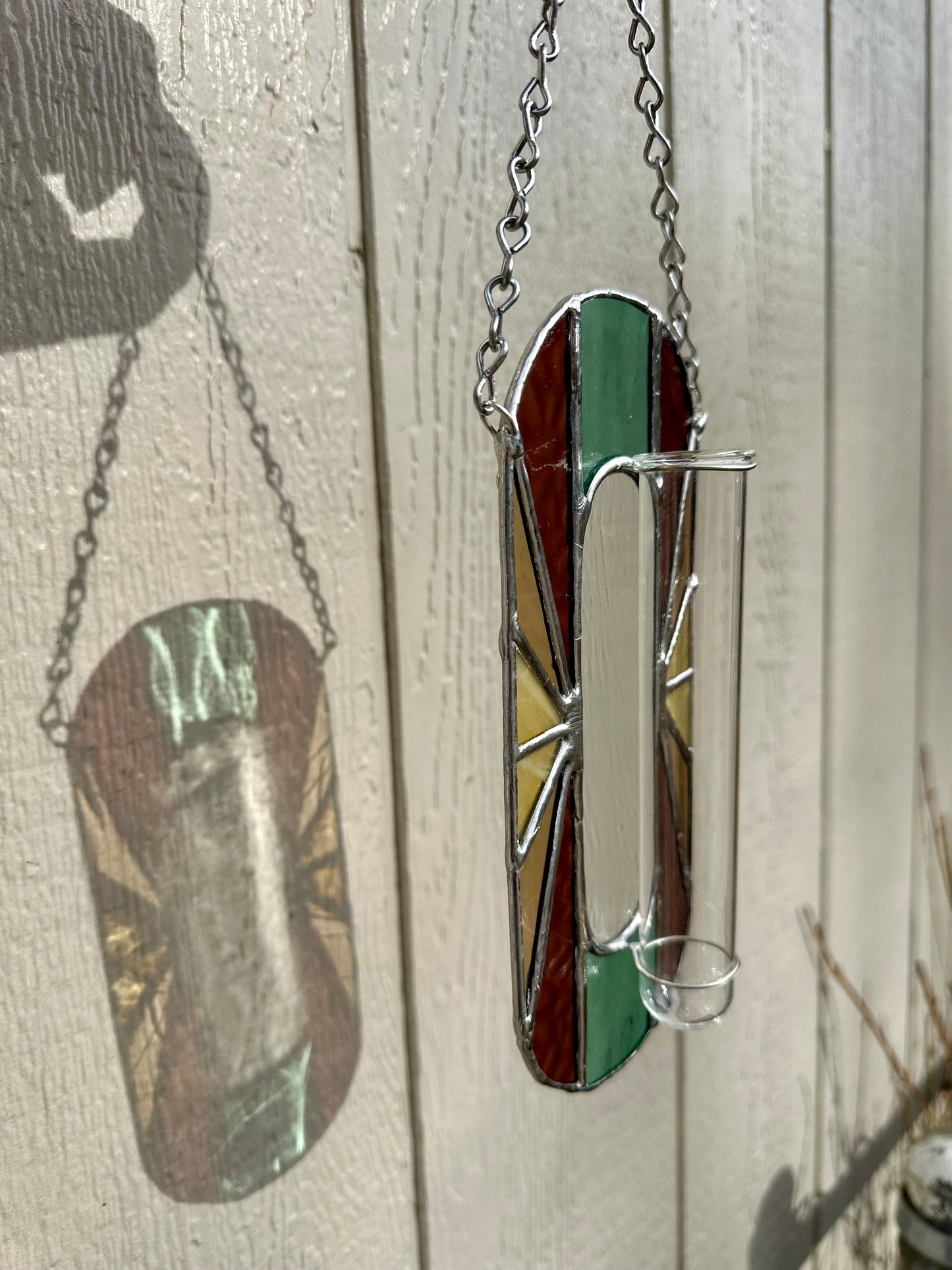 Handmade Stained Glass Plant Propagation Station Suncatcher Sun Catcher Art Deco Style Window Hanging