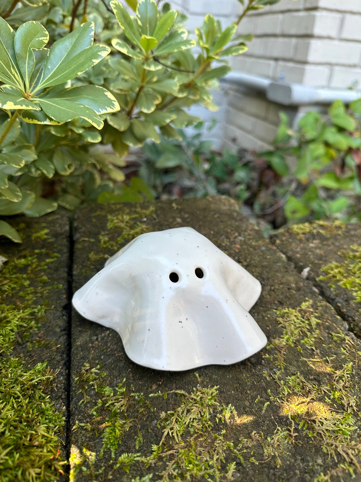 Ceramic Stoneware White Bedsheet Ghost Luminary Tea Light Home Decor Pottery #4