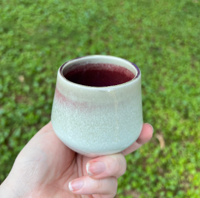 Handmade Ceramic Stoneware Green Purple Wine Cup Whiskey Glass Tumbler Pottery
