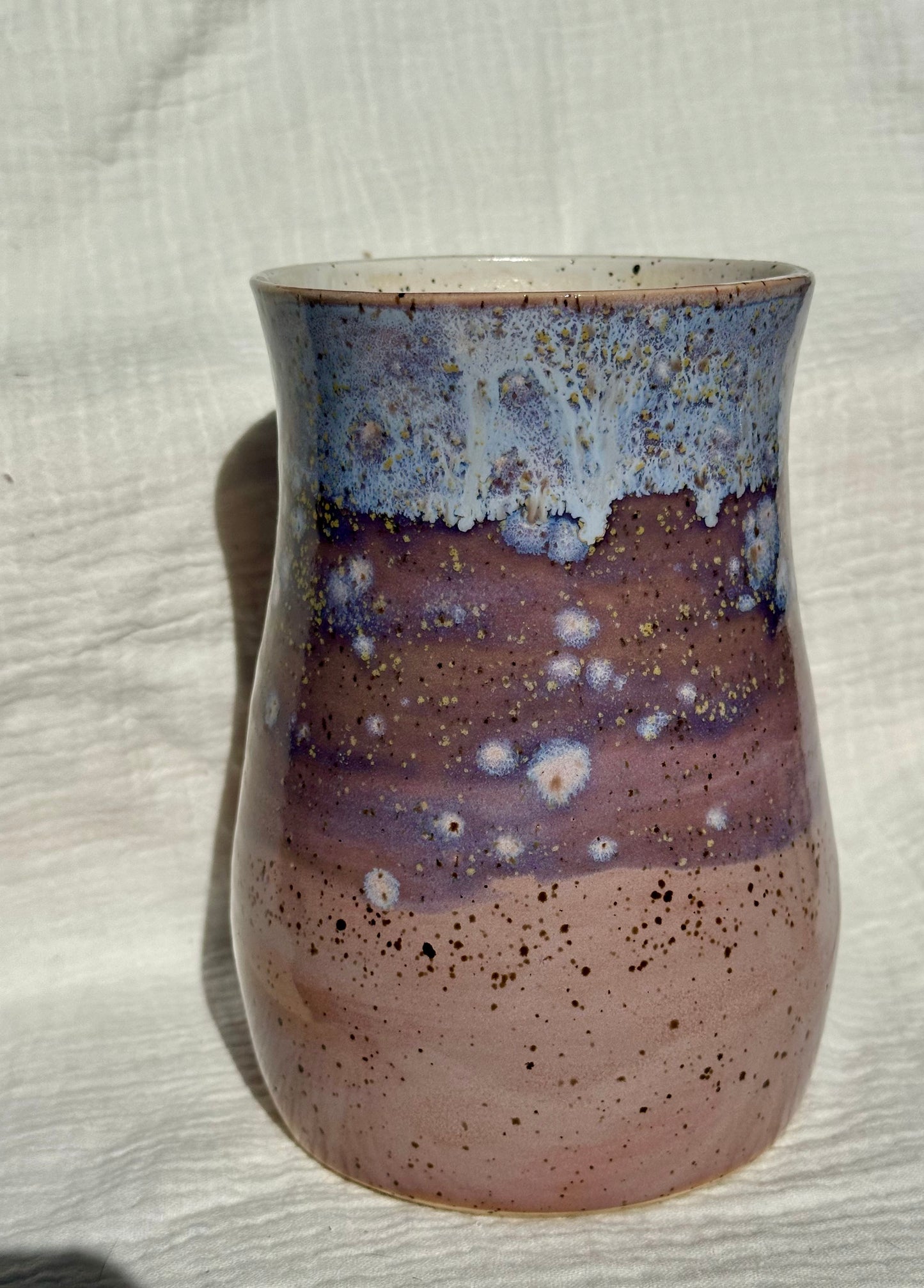 Ceramic Stoneware Large Purple and Lavender Vase Pottery Floral