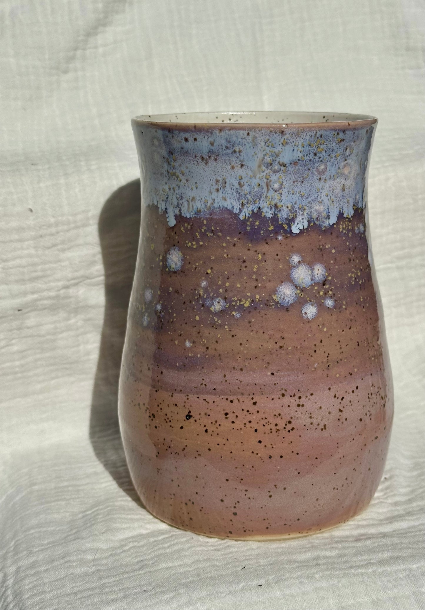 Ceramic Stoneware Large Purple and Lavender Vase Pottery Floral