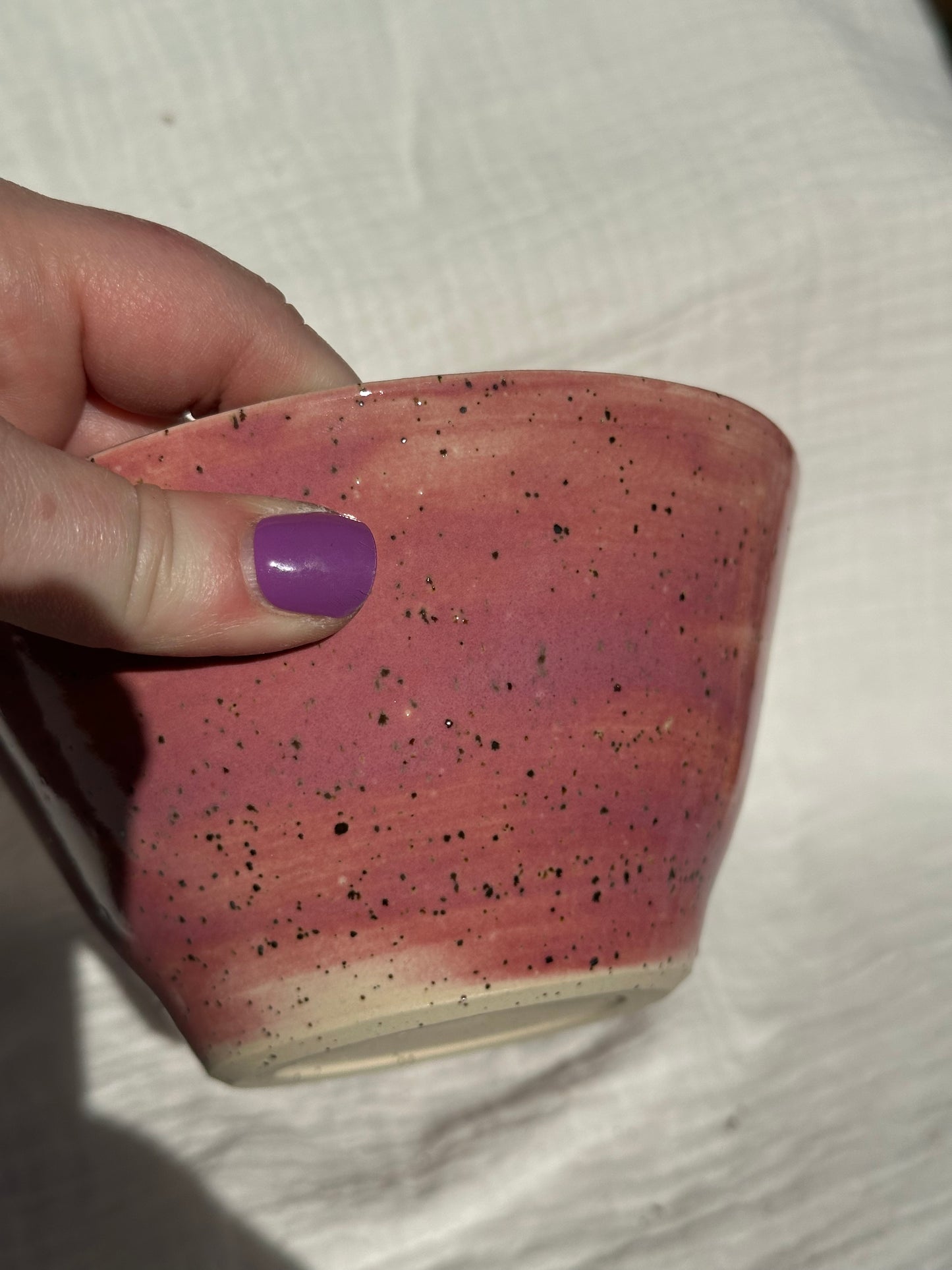 Ceramic Stoneware Pink and White Bowl Cereal Everyday Serving Pottery