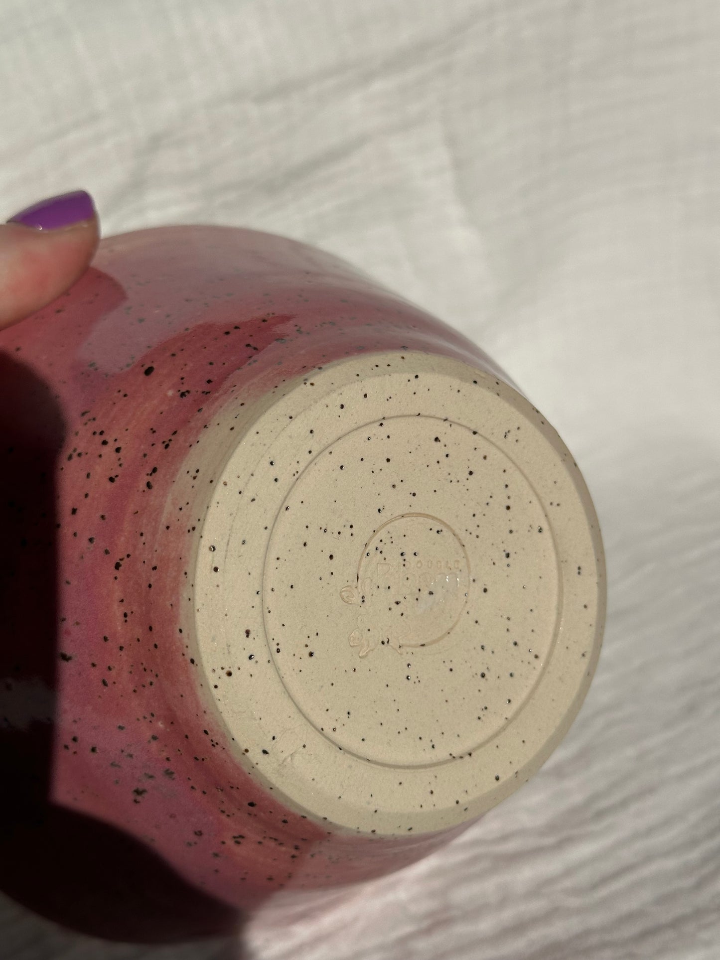 Ceramic Stoneware Pink and White Bowl Cereal Everyday Serving Pottery