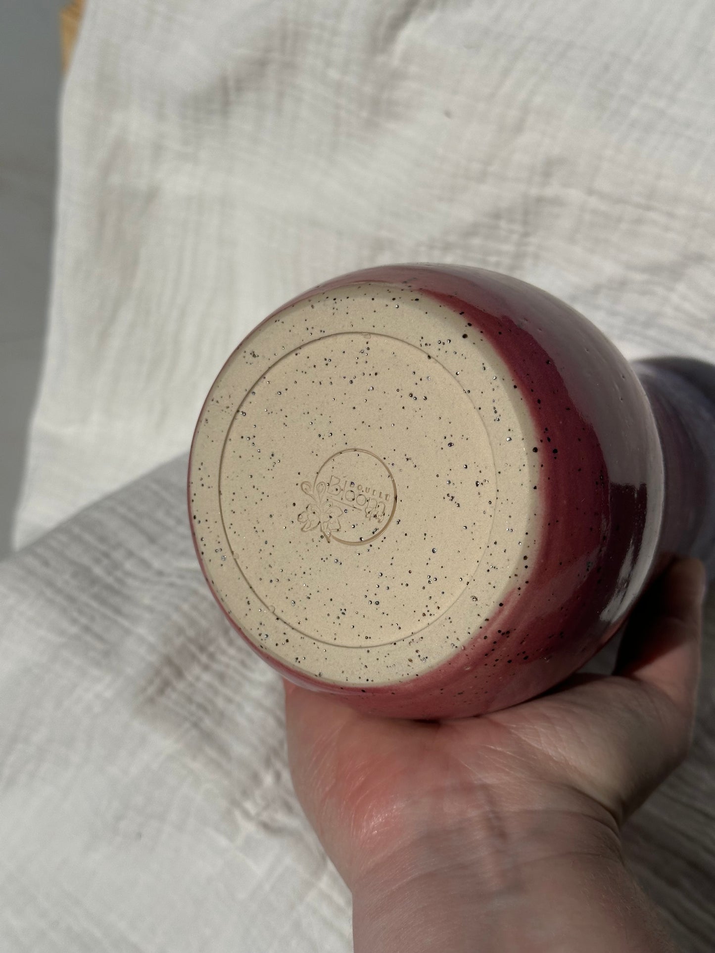 Ceramic Stoneware Pink, Purple and Lavender Vase Pottery Floral