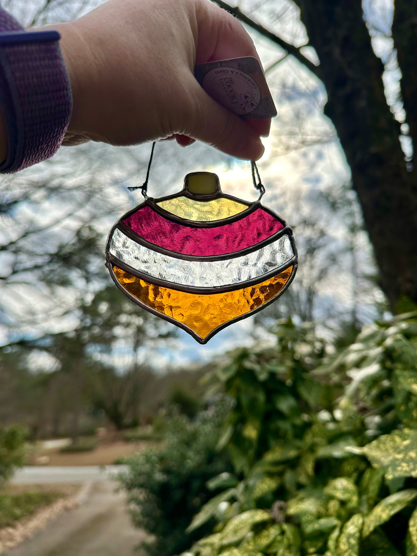 Ready to ship Stained Glass Ornament #3 Holiday Suncatcher Window Decoration Glass Art Gift